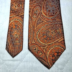 Geoffrey Beene Paisley 💯 Silk Designer Necktie 60" x 3.25" Gold/Brown Luxury
